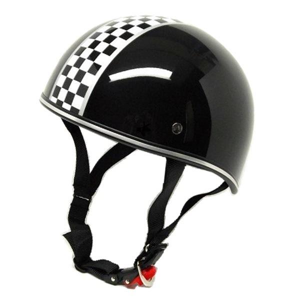 ハーフヘルメット 半キャップ ブラック チェッカー 黒 ダックテールスタイル 人気のストリートタイプ 125cc以下のバイクにオススメ Bh08 Bk C Skd Mart 通販 Yahoo ショッピング