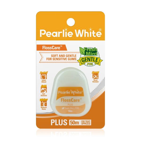 Pearlie White パーリーホワイト フロスケア PTFE フロス 50ｍ なめらか フッ素 ミント ワックス PTFE