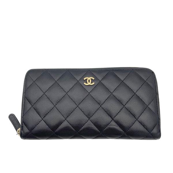 CHANEL シャネル ラウンドファスナー長財布 マトラッセ カーフ CHANEL シャネル ラウンドファスナー長財布 マトラッセ カーフ