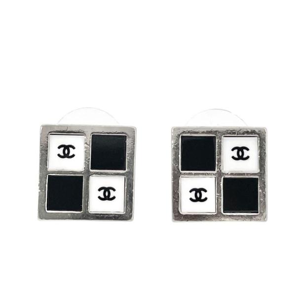 CHANEL シャネル スクエアピアス ココマーク シルバー ホワイト