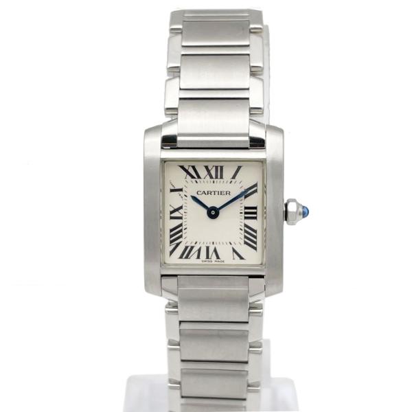 【本物保証】 新品同様 カルティエ CARTIER タンクフランセーズSM W51008Q3 白文字盤 SS クォーツ H26ミリ×W20ミリ レディース 腕時計 Cartier（カルティエ） タンクフランセーズSM レディース腕時計 QZ SS