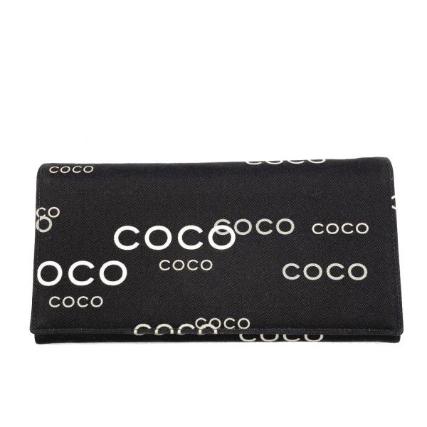CHANEL（シャネル） COCO 二つ折り長財布 キャンバス ブラック 7番台