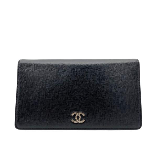 美品✨CHANEL 黒 レザー 折り財布 セブルガ ココマーク キャビアスキン CHANEL（シャネル） 二つ折り長財布 セブルガ ココマーク キャビア
