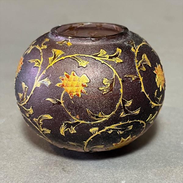 レア　ドームナンシー金彩小鉢ペア DAUM NANCY ドーム ナンシー 金彩 アザミ 花図 ミニチュア 花生 花器