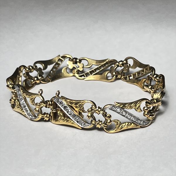 ブレスレット　アンティーク 装飾品 フレンチ アンティーク アールヌーボー 18Kイーグル プラチナドッグ