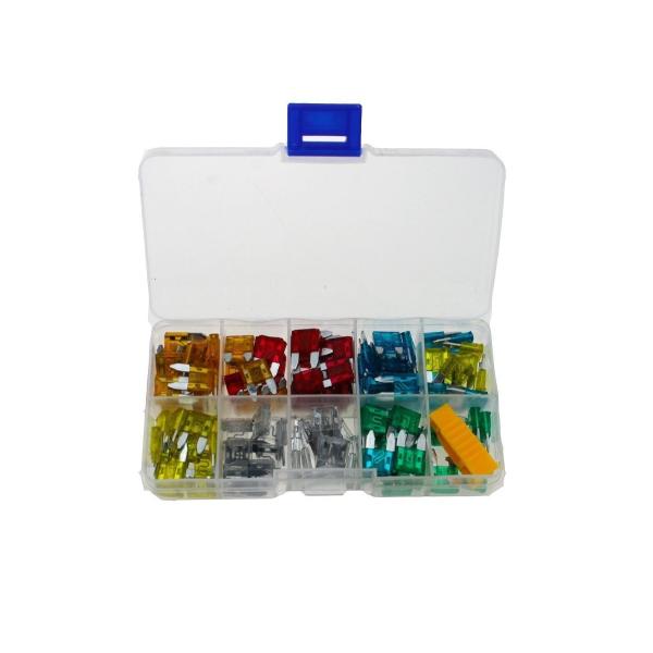 ■商品名：自動車 ヒューズセット 120個■ケースのサイズ：幅21cm × 縦11cm × 厚3cm■構成：ミニ平型ヒューズ、6種/120個セット　　　5A、10A、15A、20A、25A、30A　各20個　　　合計：120個　専用ケース付...