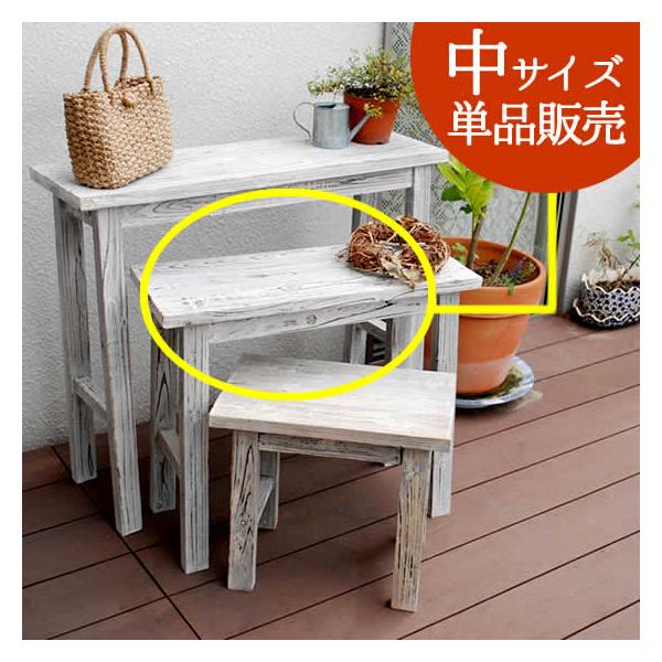 ■サイズ：幅60cm、奥行25cm、高さ52cm■重量：(約)4kg■カラ−：ホワイト■材質：天然木(杉)　焼加工＋ステイン塗装■組立区分：組み立て品■生産国：中国■関連キーワード木製 花台 フラワースタンド 植木鉢台 鉢植え台 プランター...