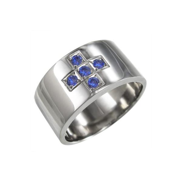 小指 9月誕生石 ワイド 18金ホワイトゴールド 指輪 ワイド サファイヤ クロス リング ファイブストーン リング 9月誕生石 約1cmの幅 Rc 0112k18wg Saf スカイベル