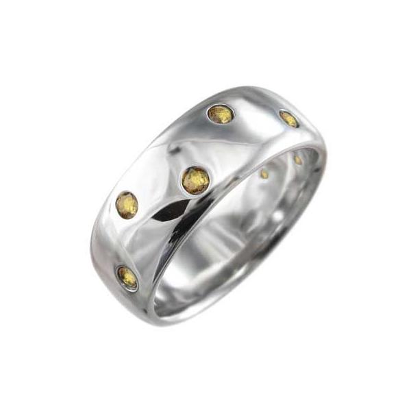 スカイベル甲丸 指輪 シトリントパーズ 11月誕生石 k10ホワイトゴールド 約8mm幅