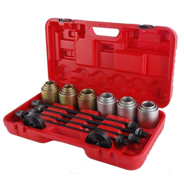 自動車のブッシュベアリングとシールの取り外しや取り付けに最適！油圧プレス設備がなくてもブッシュ、ベアリング等の脱着交換ができる非常に便利なツールキットです。洗練されたデザイン、優れた性能、高い作業効率、そして多くの利便性を提供します。スリー...