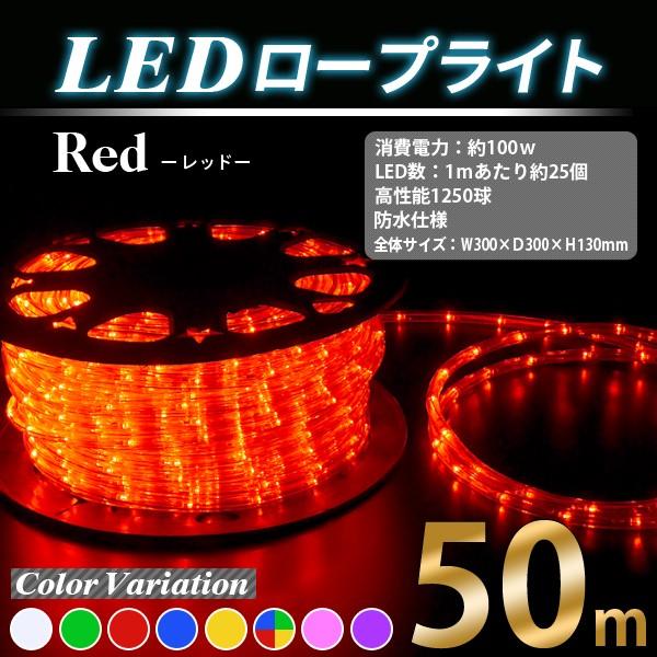 常時点灯電源ケーブル付き LEDロープライト(チューブライト) 50m 1250