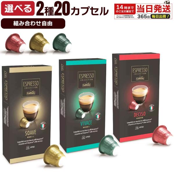選べる アソート ネスプレッソ コーヒーカプセル 2種 20個