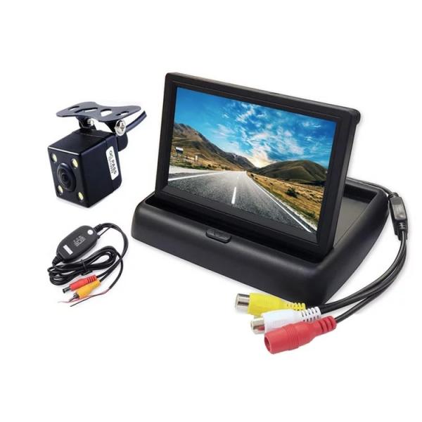 5インチフリップアップモニター 4個LED搭載バックカメラ 無線キット