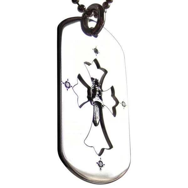 CHROME HEARTS DOGTAG CUTOUT CROSS / DAGGER  DIAMOND Nn[c@hbO^O JbgAEg NX^_K[  _C