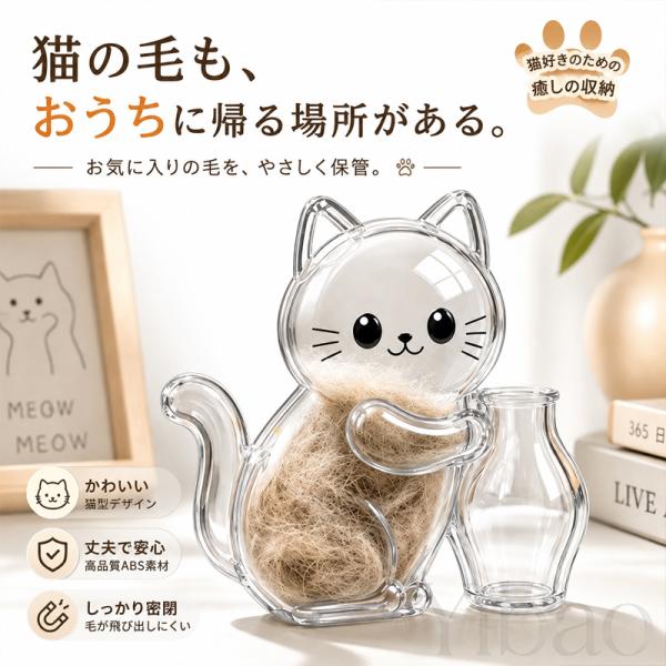 猫の毛収納 冷蔵庫マグネット 透明ケース 猫の毛 2個セット 遺毛入れ 猫毛収納ボックス メモリアルグッズ 透明 犬 猫 飾り マグネット ケース 思い出 可愛い