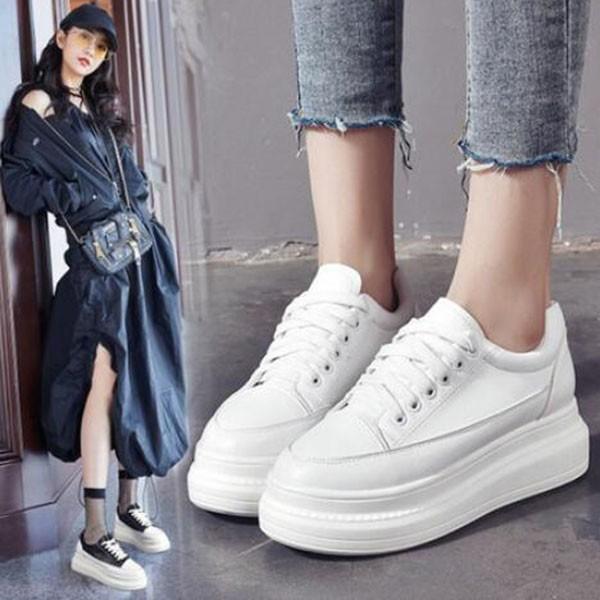 スニーカー レディース 厚底靴 おしゃれ 大きいサイズ インヒール おしゃれ ウォーキング ハイヒール 白 黒 レースアップ Hxbc Doris Girl 通販 Yahoo ショッピング