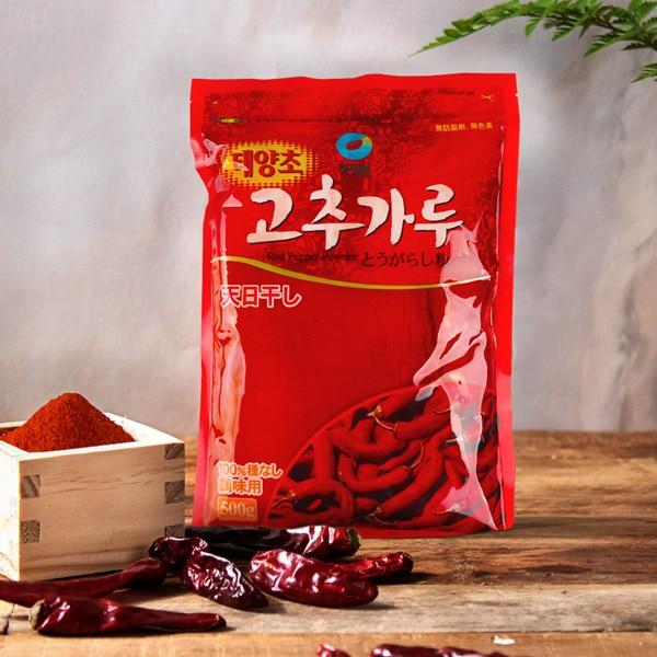 [清浄園] 天日干し唐辛子粉 調味用・中辛(細かい・500g) / 調味料 韓国食材 韓国唐辛子 キムチ材料