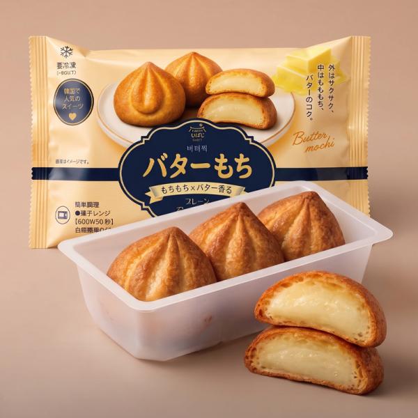 バターもち プレーン味 / 90g(30g×3個入) 韓国バター餅 プレーン 韓国スイーツ 中はもちもち 新食感スイーツ 焼き菓子 韓国お菓子 (冷凍)