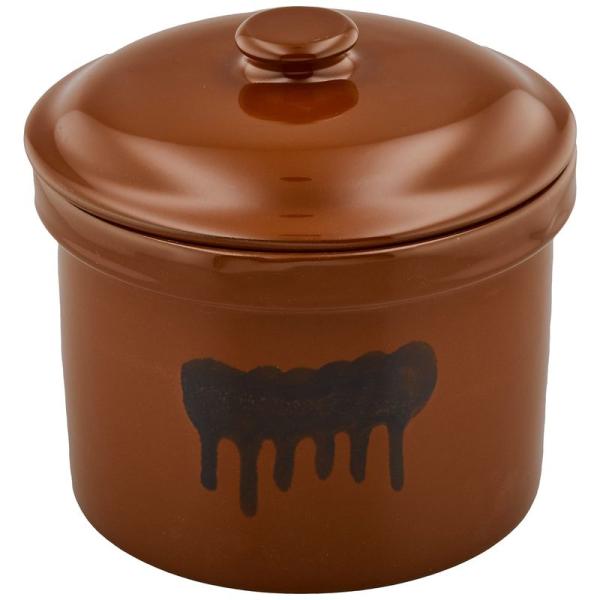 リビング 漬物容器 陶器 蓋付き1号 (1.8L) 角型 茶