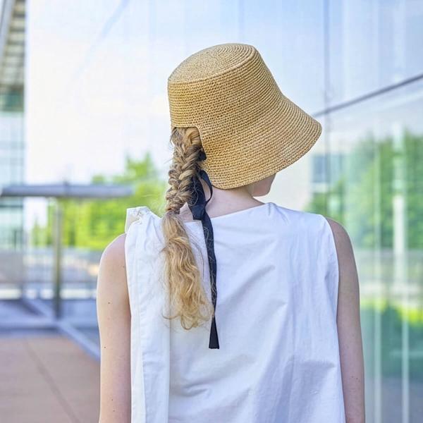p cnq パークニック ラフィア クロッシェ ハット adam バックリボン レディース 日本製 帽子 ハット かわいい おしゃれ 2WAY シンプル ナチュラル