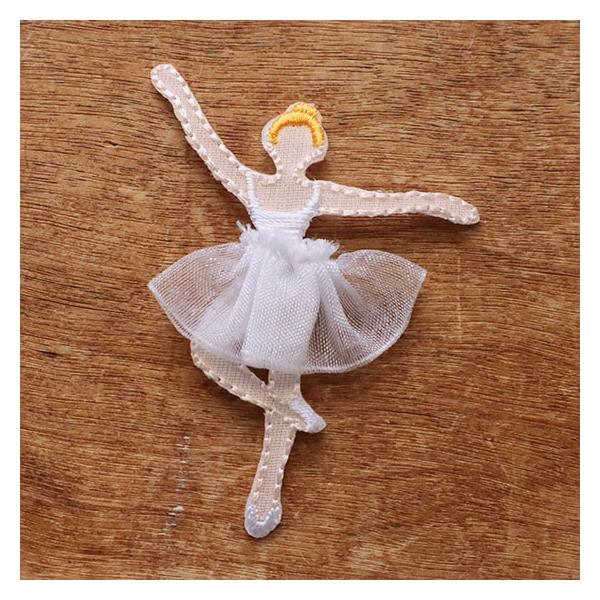ワッペン アイロン アップリケ 女の子 バレエ バレリーナ 入園 入学 子供 かわいい 手芸 ハンドメイド トタリタット アップリケ バレリーナ ホワイト