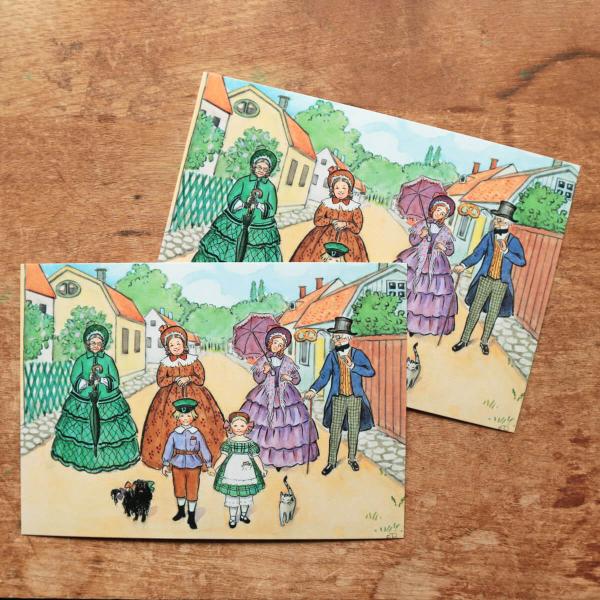 エルサベスコフ ポストカード 2枚セット おばさんたちのお散歩 絵本作家 北欧 かわいい イラスト おしゃれ 絵はがき 葉書 アート
