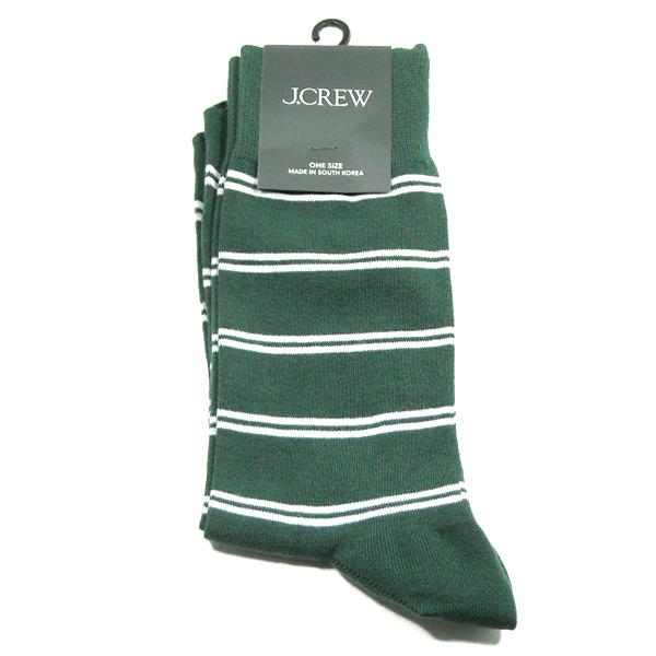 J.CREW【ブランドイメージどおりのクラシック感】ボーダー クルーソックス【グリーン/ホワイト】新品 ジェイクルー メンズ 靴下 ソックス ブランド Ralph Lauren