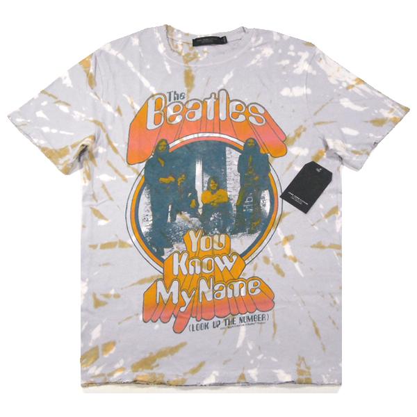 JUNK FOOD【力作★海外限定★You Know My Name★タイダイ*ダメージ加工】The Beatles 半袖 Tシャツ【ライトブルー/オレンジ/ホワイト】新品 ジャンクフード