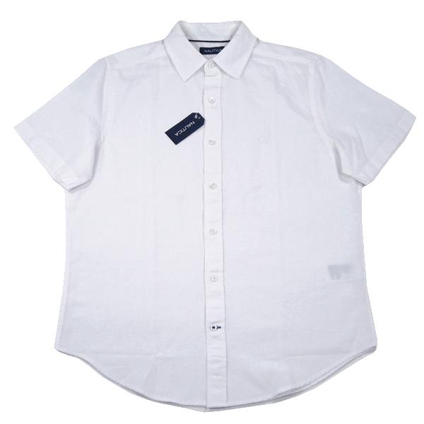 NAUTICA【各部のシャンブレー切替★定番を細部の違いでブラッシュアップ】オックスフォード 半袖 シャツ【ホワイト 白】新品 ノーティカ メンズ 白シャツ Ralph