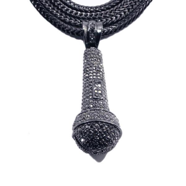 �����b�L�yHIP HOP���ے����郂�`�[�t�������O�^�C�v�zMicrophone �l�b�N���X�y�u���b�N/90cm�z�V�i �����Y ���f�B�[�X �j�����p �A�N�Z BLACK �}�C�N���t�H��