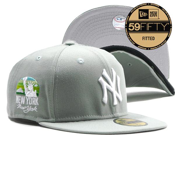 NEW ERA【レア★59FIFTY★自由の女神のサイドパッチ】MLB NEW YORK YANKEES ベースボールキャップ【ライトグリーン 淡緑】新品 ニューエラ キャップ メンズ