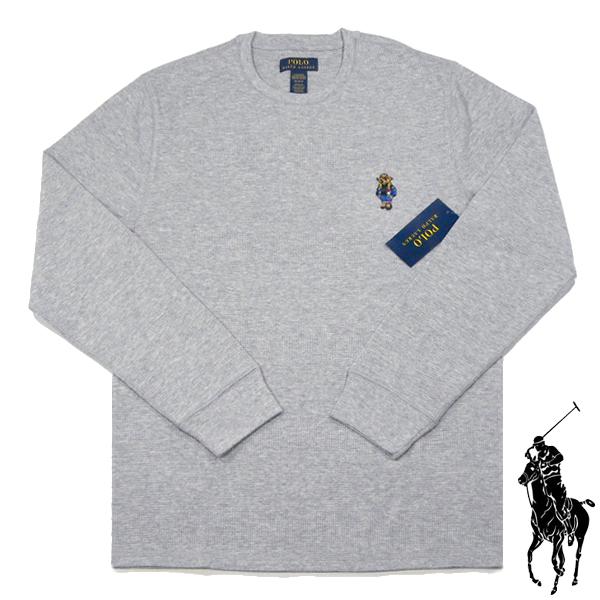 Ralph Lauren【サーマル★ポロベアのワンポイント刺繍】長袖 Tシャツ【グレー】新品 ラルフローレン メンズ POLO BEAR ロンT  POLO SPORT ポロスポーツ