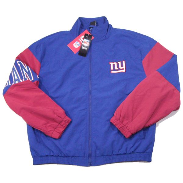 ULTRA GAME【マットなシャカシャカ素材★着丈の短いビッグシルエット】NFL NEW YORK GIANTS ナイロンジャケット【ブルー/レッド】新品 メンズ ジャイアンツ