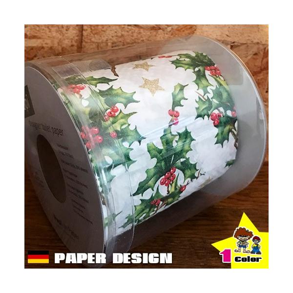 トイレットペーパー 星 ヒイラギ柄 トイレットペーパー絵柄入り クリスマス アンティーク柄 トイレ用品 ギフト かわいい