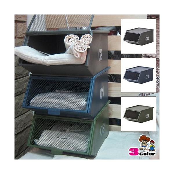 収納ボックス おしゃれ スタッキングボックス フラップ扉付きミリタリー雑貨 スタッキング収納ボックスアメリカン雑貨 Nechtovyobchodik