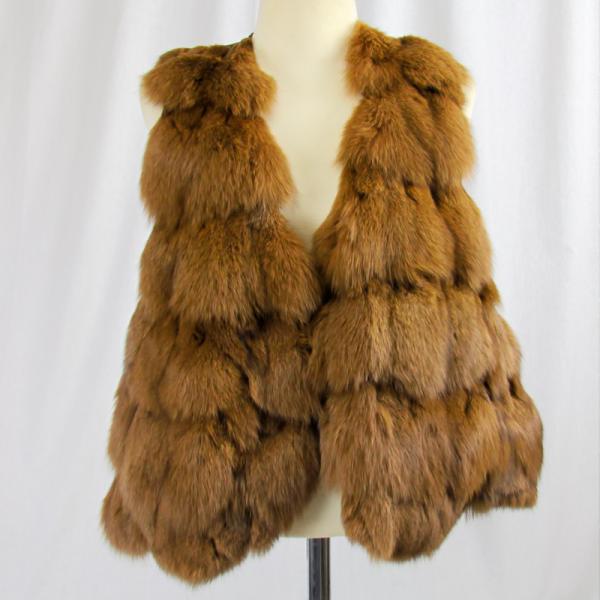 【美品】 フォックス ファー ベスト ジレ リアルファー ロング 毛皮 毛皮/フォックス/フォックスベスト ジレ リアルファー : 毛皮レザーの