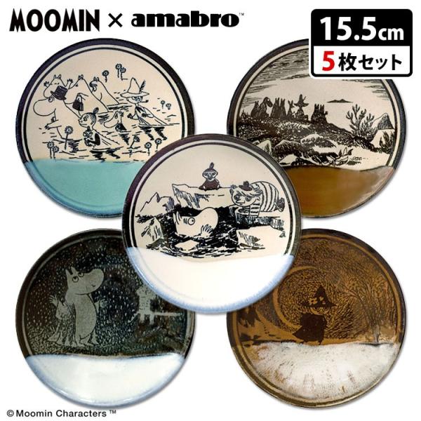 ムーミン　アマブロ　益子焼　お皿　5枚セット MOOMIN×amabro MASHIKO POTTERY-GLAZE- BOX SET ≪5枚セット