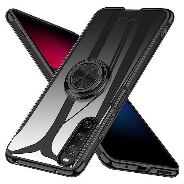 即納 ソニー エクスペリア スマホケース ブラック ホールドリング スタンド機能 車載ホルダー SONY Xperia 10 IV SO-52C/SOG07 2022 耐衝撃 カバー