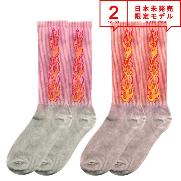 即納 ファイヤー フレイム ソックス メンズ 靴下 ロング丈 ロング