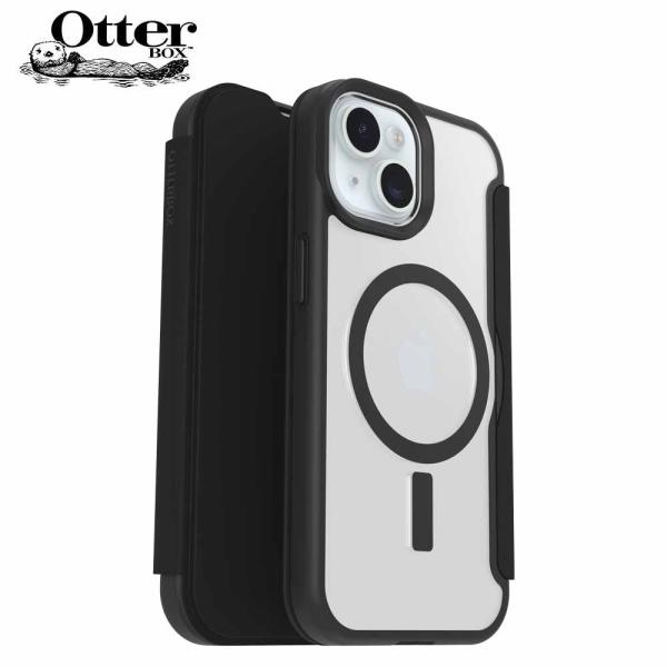 OtterBox オッターボックス React MagSafe シリーズ Folio ブラック/クリア マグセーフ 手帳型 iPhone 15/14/13 アイフォン ケース 送料無料