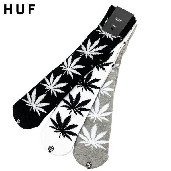 HUF ハフ 新品 ソックス 靴下 3足セット HUF-SK00465 クルーソックス メンズ 22〜28cm ユニセックス 男女兼用