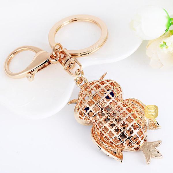 フクロウのバッグチャーム、キーチェーン キラキララインストーン