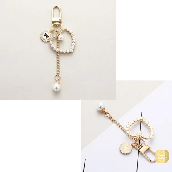 女性に人気なバッグチャーム 円形ハート菱形