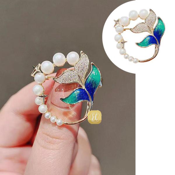 人魚デザイン ブローチ&ピアスセット