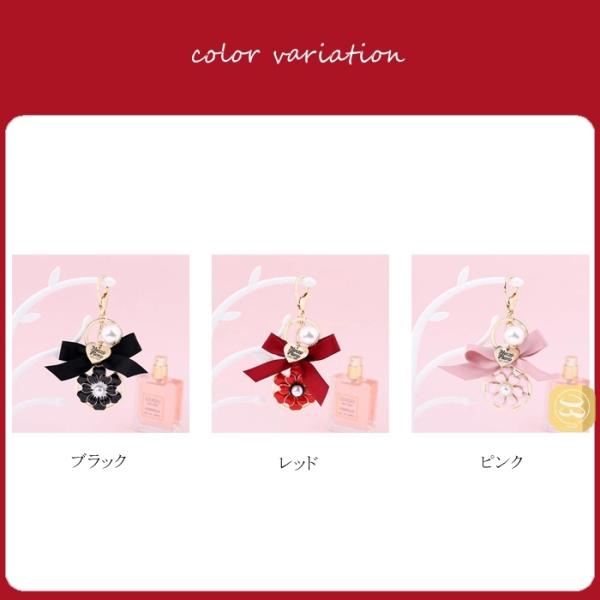 バッグチャーム ツバキ さざんか 花びら リボン付き 可愛い ハート