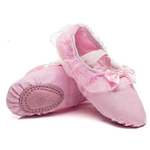 子供 バレエシューズ  子ども 布製 ピンク pink バレエ レオタード 前革 スプリット クロスタイプ キャンパス バレエ シューズ フラダンス フィットネス リボン