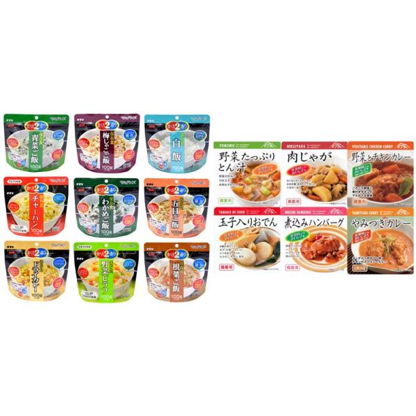 非常食おかずとごはんの3日分セット（マジックライス9食おかず6食）マジックライスは賞味期限2030年12月以降.おかずは、賞味期限2027年8月