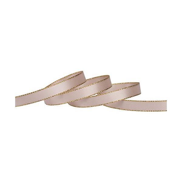【IDECORRIBBONS】幅9mm 両面サテンゴールド エッジリボン 長さ22m 手芸 服飾 ラッピング ちょう結び リボン #813ライト