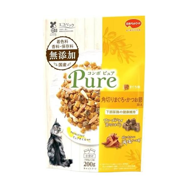 日本ペットフード コンボ ピュア キャット まぐろ味・角切りまぐろ・かつお節添え 200g 1個