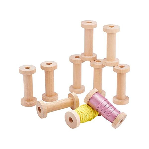 PH PandaHall 10個セット 木製スプール ボビンスプール 3x7cm 空の糸スプール 縫い糸スプール 糸巻き 空ボビン 巻き取り 糸